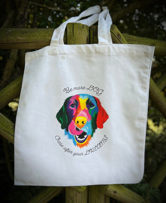 Dog lovers tote bag, Dog mad organic cotton tote shopper, organic cotton bag be more dog organic cotton canvas tote