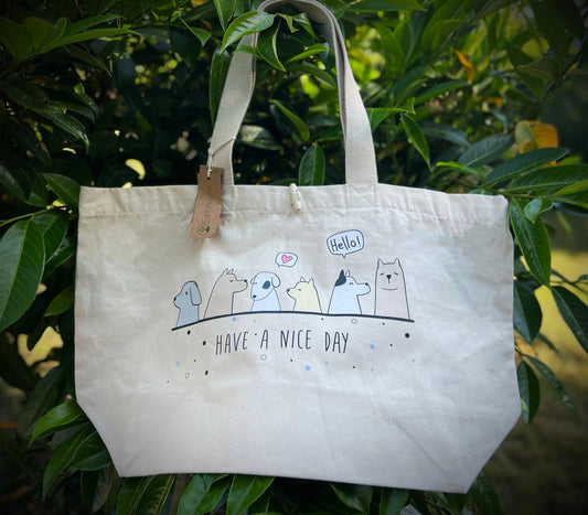 Dog wide Tote Bag, Organic tote, Large Shopper Bag, Large Book Bag, Custom Printed Bag, Large Organic Cotton Shopper