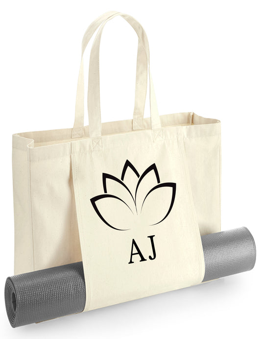 Personalised Large Name Organic Yoga Tote Bag,  Custom Yoga Bag, Yoga Mat Bag, Pilates Bag, Meditation Bag, Activity Bag, Fitness accessory